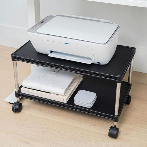 ZBRANDS Printer Stand, Mini, White, 15" x 10.6", Portable Electronic Device Stand for Small Spaces, 40lbs Capacity, Rolling Cart with Wheels, Home Printer Stand, Copier Stand in Kuwait