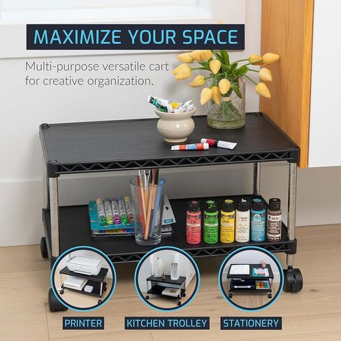 ZBRANDS Printer Stand, Mini, White, 15" x 10.6", Portable Electronic Device Stand for Small Spaces, 40lbs Capacity, Rolling Cart with Wheels, Home Printer Stand, Copier Stand in Kuwait