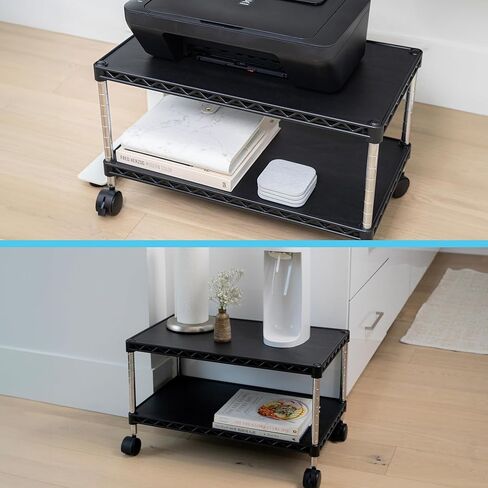 ZBRANDS Printer Stand, Mini, White, 15" x 10.6", Portable Electronic Device Stand for Small Spaces, 40lbs Capacity, Rolling Cart with Wheels, Home Printer Stand, Copier Stand in Kuwait