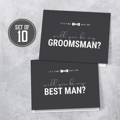 Hat Acrobat Modern Wedding Groomsman Invitation Cards, Grey and White, 10 Pieces in Saudi Arabia