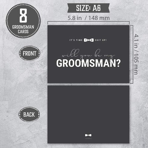 Hat Acrobat Modern Wedding Groomsman Invitation Cards, Grey and White, 10 Pieces in Saudi Arabia