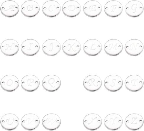 UNICRAFTALE Stainless Steel Alphabet Link Charms from A to Z Letter Pendants Connectors for Earring Bracelet Necklace Flat Round Metal Pendant DIY Earring Bracelet Making in Saudi Arabia