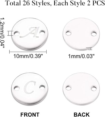 UNICRAFTALE Stainless Steel Alphabet Link Charms from A to Z Letter Pendants Connectors for Earring Bracelet Necklace Flat Round Metal Pendant DIY Earring Bracelet Making in Saudi Arabia
