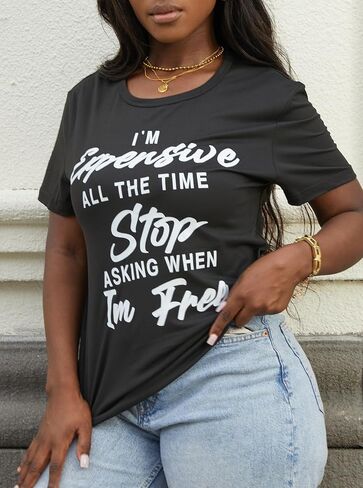 Hilinker Women's Funny Graphic Tees Casual Loose Summer Cute Tops Short Sleeve T Shirts in Saudi Arabia