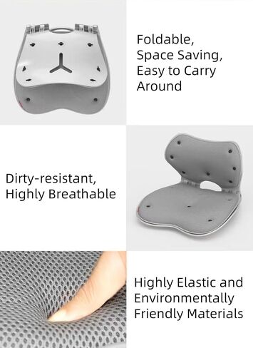 H-dog Foldable Ergonomic Lumbar and Back Support Backrest for Office Chair (Grey) in Saudi Arabia