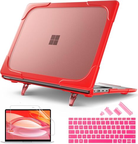 May Chen for Microsoft Surface Laptop 13.8 inch, 2024 Windows 11 AI + PC, 7th Edition Touchscreen Display, [Heavy Duty][Dual Layer] Kickstand Hard Case Cover with Rubberized TPU Bumper, Rose in Kuwait