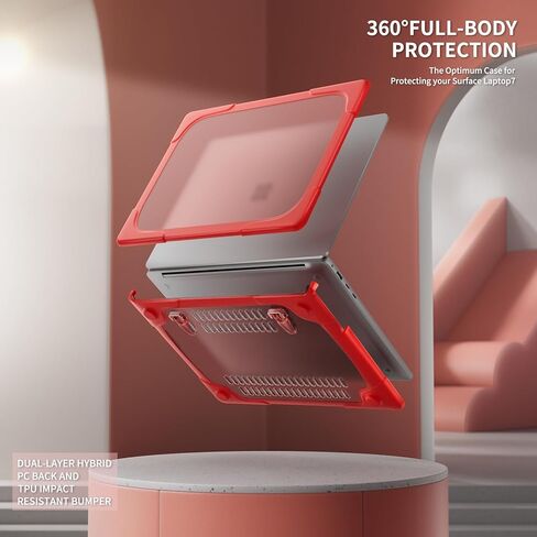 May Chen for Microsoft Surface Laptop 13.8 inch, 2024 Windows 11 AI + PC, 7th Edition Touchscreen Display, [Heavy Duty][Dual Layer] Kickstand Hard Case Cover with Rubberized TPU Bumper, Rose in Kuwait