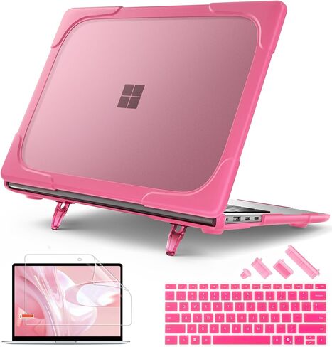 May Chen for Microsoft Surface Laptop 13.8 inch, 2024 Windows 11 AI + PC, 7th Edition Touchscreen Display, [Heavy Duty][Dual Layer] Kickstand Hard Case Cover with Rubberized TPU Bumper, Rose in Saudi Arabia