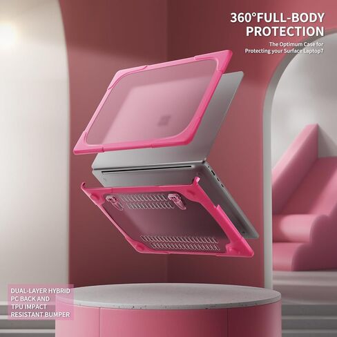 May Chen for Microsoft Surface Laptop 13.8 inch, 2024 Windows 11 AI + PC, 7th Edition Touchscreen Display, [Heavy Duty][Dual Layer] Kickstand Hard Case Cover with Rubberized TPU Bumper, Rose in Saudi Arabia