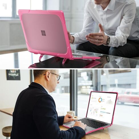 May Chen for Microsoft Surface Laptop 13.8 inch, 2024 Windows 11 AI + PC, 7th Edition Touchscreen Display, [Heavy Duty][Dual Layer] Kickstand Hard Case Cover with Rubberized TPU Bumper, Rose in Saudi Arabia