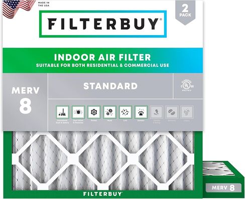 Filterbuy 23.5x23.5x1 فلتر الهواء MERV 8 Dust Defense (عبوتان)، استبدال مرشحات هواء فرن HVAC AC المطوية (الحجم الفعلي: 23.50 × 23.50 × 1.00 بوصة) in Saudi Arabia