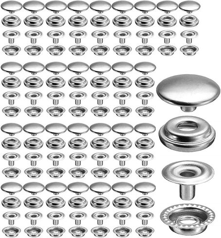 120 PCS الفولاذ المقاوم للصدأ Snap Marine Grade Boat Canvas Snaps Stables Kit 15 Mm Snap Button Button اضغط على CAT CAP للانطاليم الجينز in Kuwait