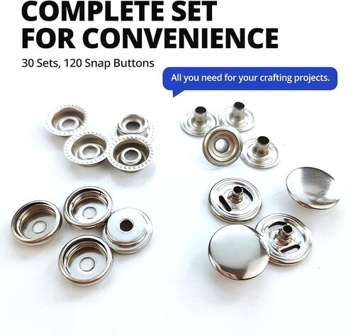 120 PCS الفولاذ المقاوم للصدأ Snap Marine Grade Boat Canvas Snaps Stables Kit 15 Mm Snap Button Button اضغط على CAT CAP للانطاليم الجينز in Kuwait