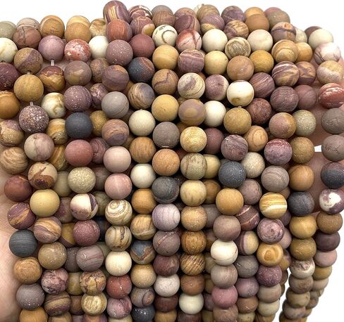 ABCGEMS Velvet-Matte-Finished American Sunset Mookaite Beads (Enhance The Stone's Inherent Texture and Nature Hues with a Non-Glare Aesthetic) Smooth Round 8mm (Non-Shiny) in Kuwait