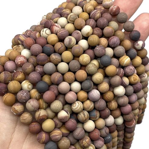 ABCGEMS Velvet-Matte-Finished American Sunset Mookaite Beads (Enhance The Stone's Inherent Texture and Nature Hues with a Non-Glare Aesthetic) Smooth Round 8mm (Non-Shiny) in Kuwait