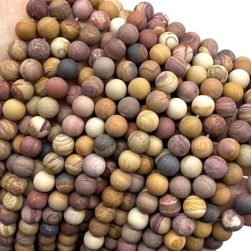 ABCGEMS Velvet-Matte-Finished American Sunset Mookaite Beads (Enhance The Stone's Inherent Texture and Nature Hues with a Non-Glare Aesthetic) Smooth Round 8mm (Non-Shiny) in Kuwait