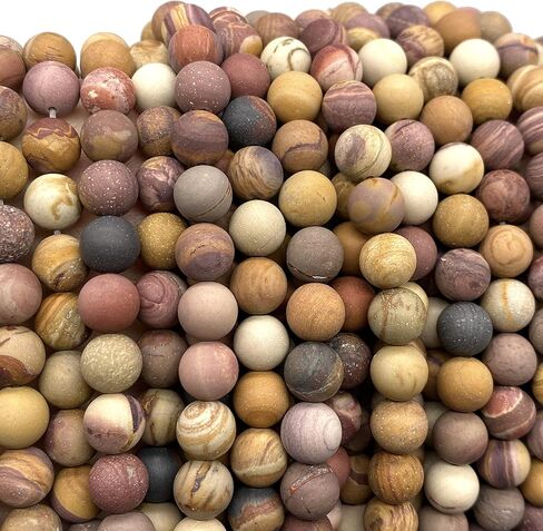 ABCGEMS Velvet-Matte-Finished American Sunset Mookaite Beads (Enhance The Stone's Inherent Texture and Nature Hues with a Non-Glare Aesthetic) Smooth Round 8mm (Non-Shiny) in Kuwait