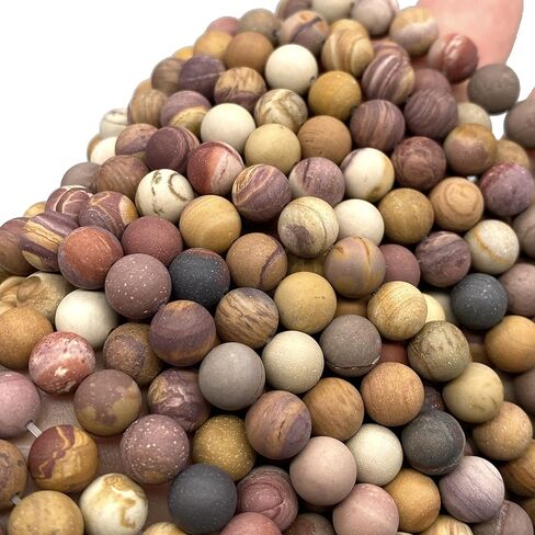 ABCGEMS Velvet-Matte-Finished American Sunset Mookaite Beads (Enhance The Stone's Inherent Texture and Nature Hues with a Non-Glare Aesthetic) Smooth Round 8mm (Non-Shiny) in Kuwait