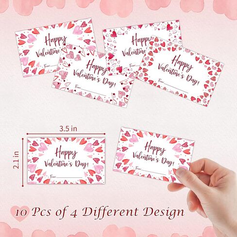 Happy Valentine's Sticker Set - 40 Pcs Watercolor Self-Adhesive Label for Valentine Gift Wrapping, 4 Different Designs Gift Tag for Goodie Bags, Party Supplies & Decor -A05 in Saudi Arabia