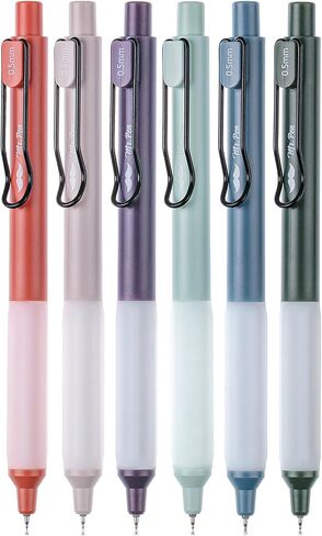 Mr. Pen- Retractable Gel Pens, 6 Pack, Vintage Barrels, Black Gel Pens, Fast Dry, Gel Pens Fine Point 0.5mm, Retractable Pens, Cute Pens, Gel Ink Pens, Aesthetic Pens for Journaling in Kuwait