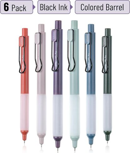 Mr. Pen- Retractable Gel Pens, 6 Pack, Vintage Barrels, Black Gel Pens, Fast Dry, Gel Pens Fine Point 0.5mm, Retractable Pens, Cute Pens, Gel Ink Pens, Aesthetic Pens for Journaling in Kuwait