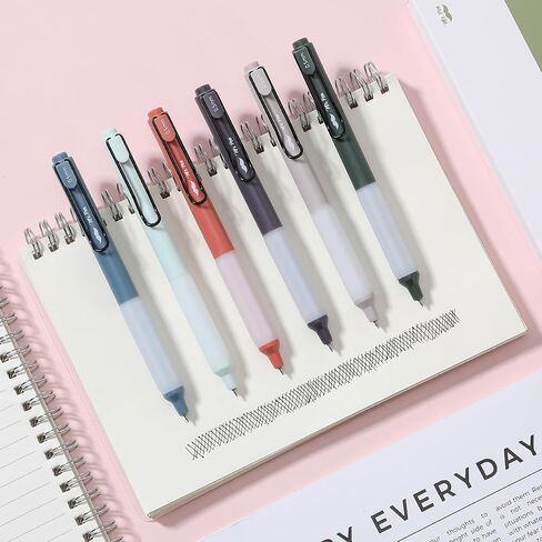 Mr. Pen- Retractable Gel Pens, 6 Pack, Vintage Barrels, Black Gel Pens, Fast Dry, Gel Pens Fine Point 0.5mm, Retractable Pens, Cute Pens, Gel Ink Pens, Aesthetic Pens for Journaling in Kuwait