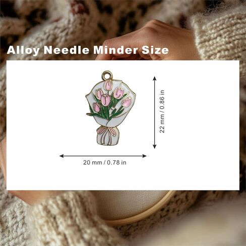 2Pcs Needle Minder for Cross Stitch, Pretty Flower Cartoon Enamel Pin,Embroidery Needlework Accessories,Gift for Cross Stitch Lover (Tulip Bouquet) in Saudi Arabia