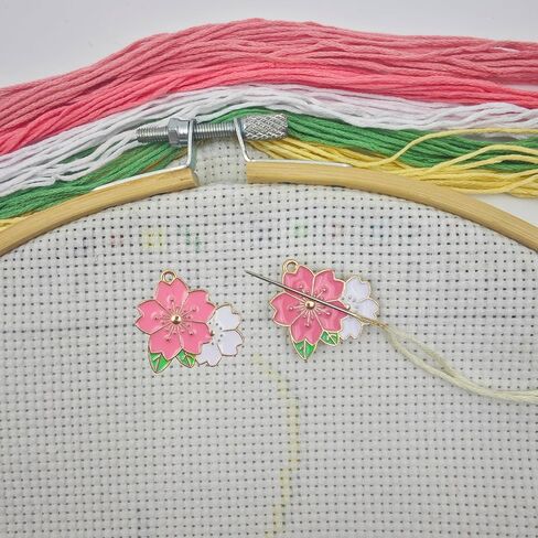 2Pcs Needle Minder for Cross Stitch, Pretty Flower Cartoon Enamel Pin,Embroidery Needlework Accessories,Gift for Cross Stitch Lover (Tulip Bouquet) in Saudi Arabia
