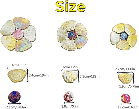 1.1lb Iridescent Flower Ceramic Mosaic Tiles for Crafts, 3 Size Flowers Porcelain Mosaic Pieces for Mosaic DIY,Plates, Flowerpots, Vases,Stepping Stones (White) in Kuwait