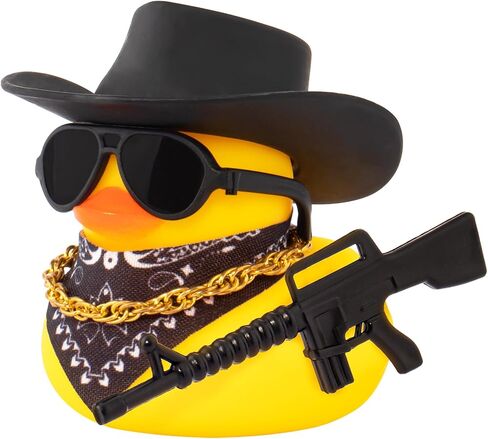 wonuu Black Cool Rubber Duck Car Ornaments Cool Car Accessories Duck Car Dashboard Decoration, AK47 in Kuwait