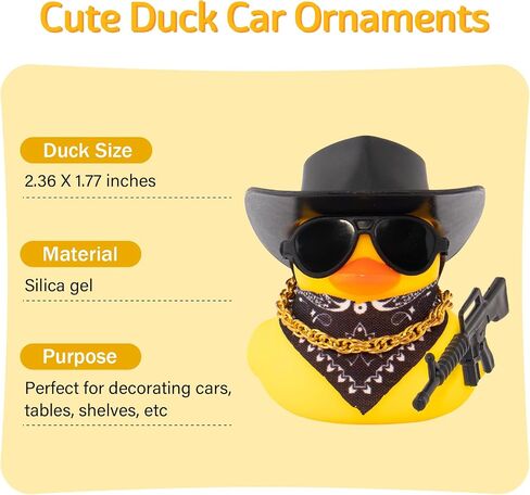wonuu Black Cool Rubber Duck Car Ornaments Cool Car Accessories Duck Car Dashboard Decoration, AK47 in Kuwait