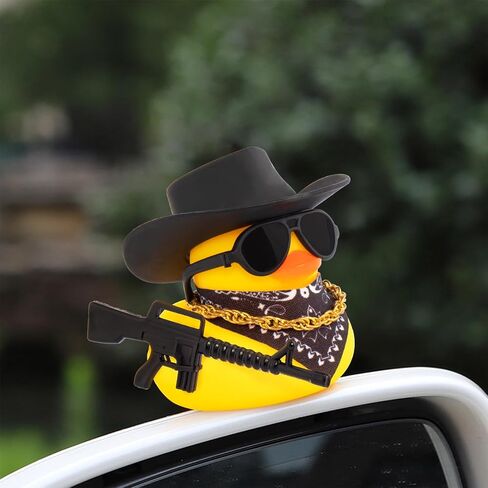 wonuu Black Cool Rubber Duck Car Ornaments Cool Car Accessories Duck Car Dashboard Decoration, AK47 in Kuwait