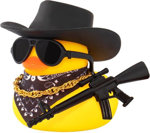 wonuu Black Cool Rubber Duck Car Ornaments Cool Car Accessories Duck Car Dashboard Decoration, AK47 in Kuwait