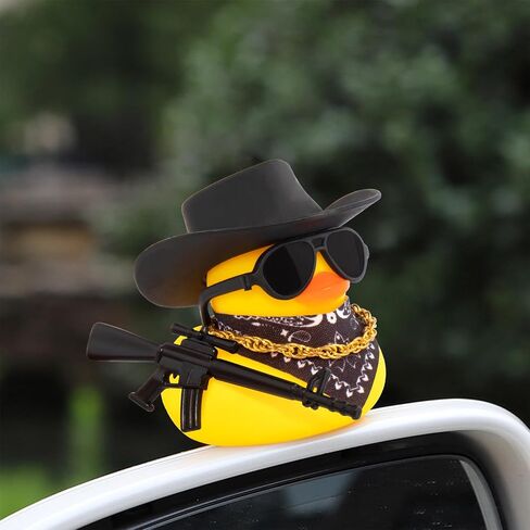 wonuu Black Cool Rubber Duck Car Ornaments Cool Car Accessories Duck Car Dashboard Decoration, AK47 in Kuwait