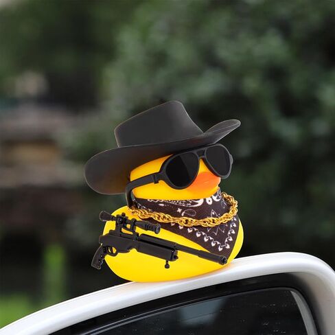 wonuu Black Cool Rubber Duck Car Ornaments Cool Car Accessories Duck Car Dashboard Decoration, AK47 in Kuwait