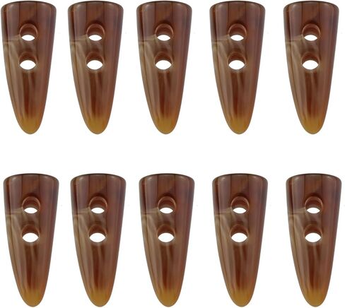 TAODAN 10PCS Toggle Button Resin Toggle Button Ram Tooth Double Hole Button Light Curry Big Horn Imitation Tooth Button Ram Tooth Button 40MM/1.57Inch for Jacket Blazer Sweater and Knitted Shawl in Kuwait