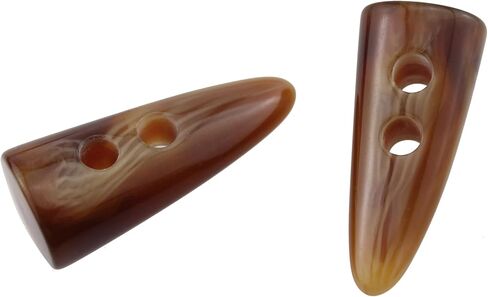 TAODAN 10PCS Toggle Button Resin Toggle Button Ram Tooth Double Hole Button Light Curry Big Horn Imitation Tooth Button Ram Tooth Button 40MM/1.57Inch for Jacket Blazer Sweater and Knitted Shawl in Kuwait
