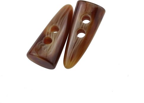 TAODAN 10PCS Toggle Button Resin Toggle Button Ram Tooth Double Hole Button Light Curry Big Horn Imitation Tooth Button Ram Tooth Button 40MM/1.57Inch for Jacket Blazer Sweater and Knitted Shawl in Kuwait