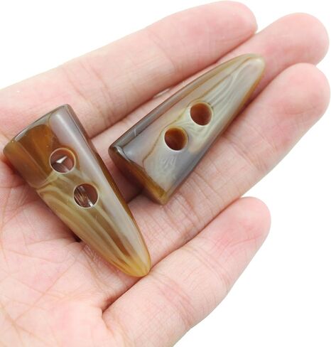 TAODAN 10PCS Toggle Button Resin Toggle Button Ram Tooth Double Hole Button Light Curry Big Horn Imitation Tooth Button Ram Tooth Button 40MM/1.57Inch for Jacket Blazer Sweater and Knitted Shawl in Kuwait