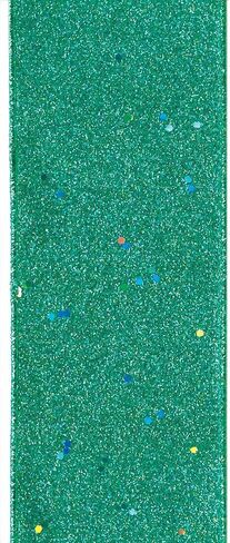 Offray Wired Edge Glitterie Craft Ribbon, 1 1/2-Inch x 9-Feet, Aqua in Saudi Arabia