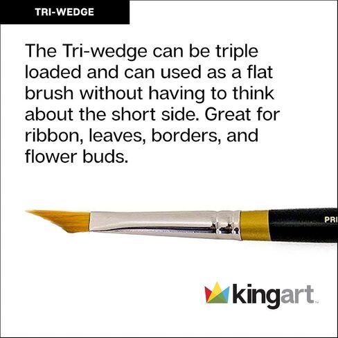 KINGART Premium Original Gold 9900-12 MIRACLE WEDGE TRI BRUSH Series Artist Brush, Golden Taklon Synthetic Hair, Short Handle, for Acrylic, Watercolor, Oil and Gouache Painting, Size 12 in Saudi Arabia