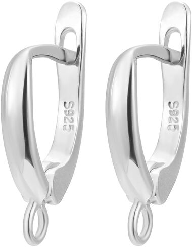 Beebeecraft 1 Box Earring Hooks Rhodium Plated 925 Sterling Silver Leverback Hoop Earrings Hook Earring Findings Latch Back with Loop and 925 Stamp for Jewellery Making in Kuwait