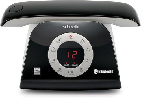 VTech VS122 DECT 6.0 تصميم رجعية للهاتف اللاسلكي مع نظام الاستجابة ، مانع المكالمات الذكي وتوصيل Bluetooth بالهاتف الأرضي لخلية Duplexplex للمكتبات المنزلية للمكتب المنزلي in Kuwait