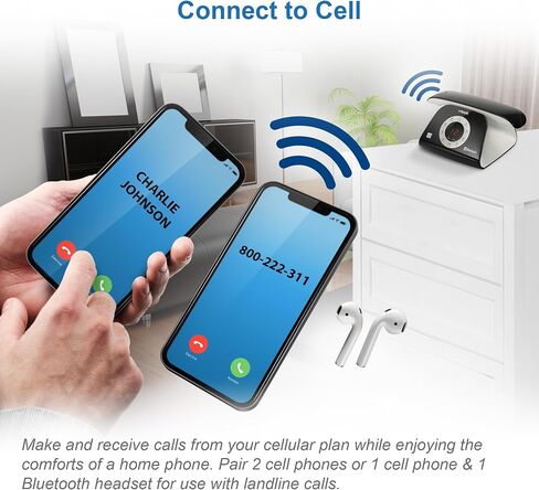 VTech VS122 DECT 6.0 تصميم رجعية للهاتف اللاسلكي مع نظام الاستجابة ، مانع المكالمات الذكي وتوصيل Bluetooth بالهاتف الأرضي لخلية Duplexplex للمكتبات المنزلية للمكتب المنزلي in Kuwait