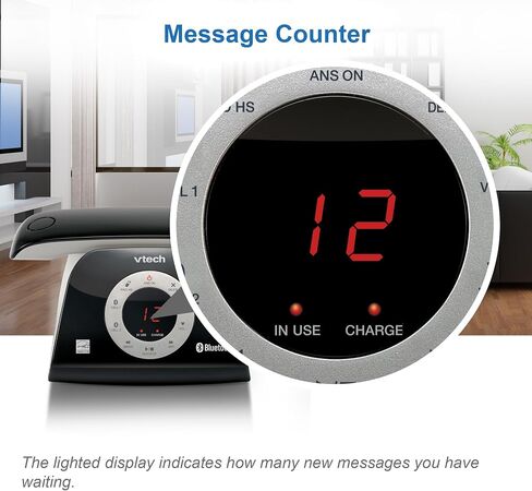 VTech VS122 DECT 6.0 تصميم رجعية للهاتف اللاسلكي مع نظام الاستجابة ، مانع المكالمات الذكي وتوصيل Bluetooth بالهاتف الأرضي لخلية Duplexplex للمكتبات المنزلية للمكتب المنزلي in Kuwait