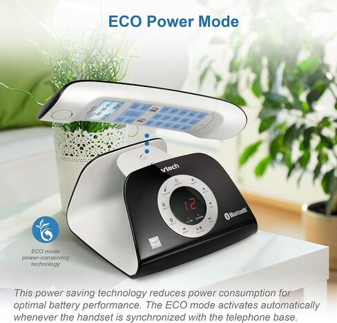 VTech VS122 DECT 6.0 تصميم رجعية للهاتف اللاسلكي مع نظام الاستجابة ، مانع المكالمات الذكي وتوصيل Bluetooth بالهاتف الأرضي لخلية Duplexplex للمكتبات المنزلية للمكتب المنزلي in Kuwait