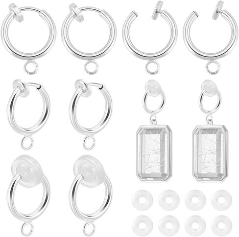 Adlemaker 30pcs محول قرط مقطع ، مقاطع القرط على أجزاء الظهر المكونات نتائج مقطع على محولات القرط مع حلقات مقطع على أقراط لصنع المجوهر in Kuwait