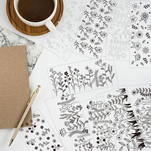 ARRICraft 10 Sheets UV DTF CUP WRAPS لـ 16 OZ COPS CUPS ، 10 أنماط من الزهور البرية ذات الأزهار البرية الصلبة فرك على شارات نقل PVC PVC in Kuwait