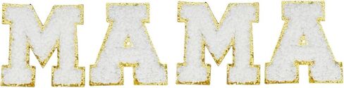 2.16" White Chenille Letter Patches, Self Adhesive Letters for Clothing, Stick on Letters for Cosmetic Bags Backpacks Travel Bags (Mama) in Saudi Arabia