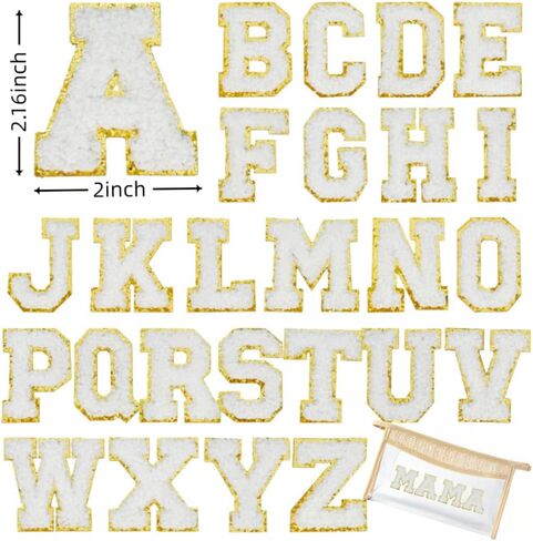 2.16" White Chenille Letter Patches, Self Adhesive Letters for Clothing, Stick on Letters for Cosmetic Bags Backpacks Travel Bags (Mama) in Saudi Arabia